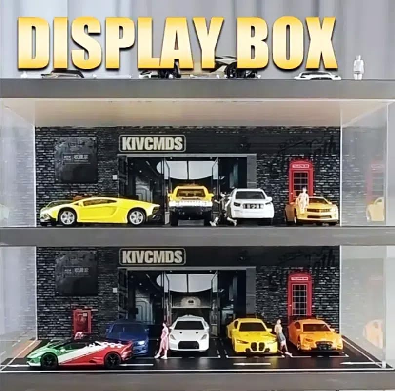 1:18 ミニカー展示ケース 3台駐車 ディスプレイケース　LEDライト Raineed 1:18 ミニカー展示ケース 3台/4台駐車 ディスプレイケース